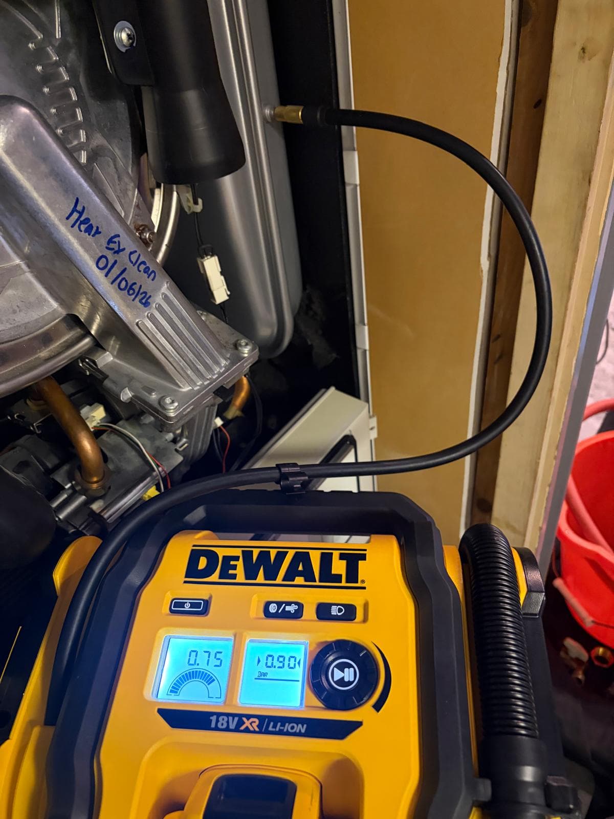 A boiler heat exchanger cleaned during a strip-down service